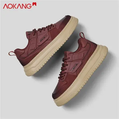 奥康休闲板鞋男2025冬季新款安哥拉红男鞋厚底本命年增高通勤潮鞋商品大图