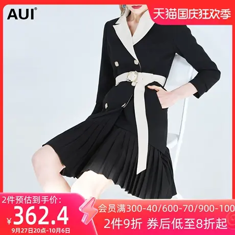 不规则设计感撞色西装外套女2023年春装新款小众气质修身百褶西服图片