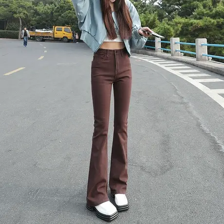 微喇牛仔裤女宽松2024年春秋季新款高腰显瘦加长拖地黑色喇叭裤子商品大图