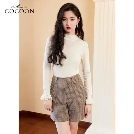 MISSCOCOON半高领羊毛上衣女2023新款春季时尚拼接内搭打底针织衫图片
