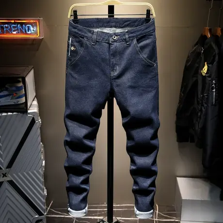 夏季牛仔裤男潮牌新款韩版百搭修身小脚裤男士潮流休闲弹力长裤子商品大图