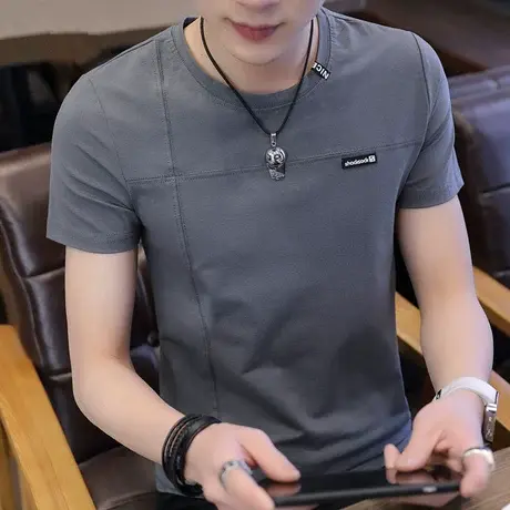 短袖男圆领潮流青年2025新款男装潮牌夏季衣服棉感男士短袖T恤商品大图