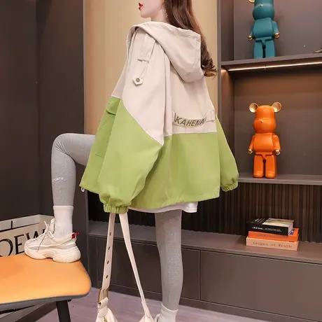 慵懒风宽松休闲连帽工装外套女2024新款春季洋气减龄春秋薄款上衣图片