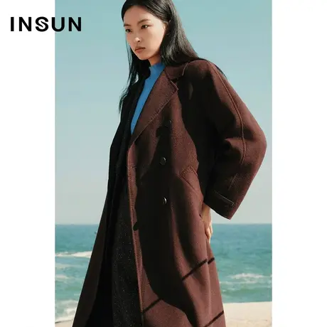 INSUN恩裳冬季牦牛绒复古毛呢大衣图片