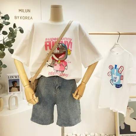 ins潮小众短袖T恤女2021新款春夏韩国东大门原宿风港味体恤衫宽松图片