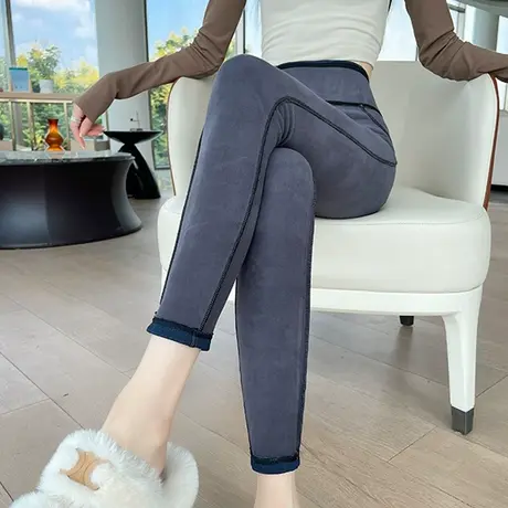 牛仔鲨鱼裤女外穿秋冬高腰弹力紧身显瘦芭比裤收腹提臀加绒打底裤图片