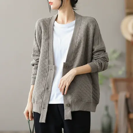 dza 复古设计女士短外套宽松休闲开衫秋季百搭长袖新款大码上衣女图片