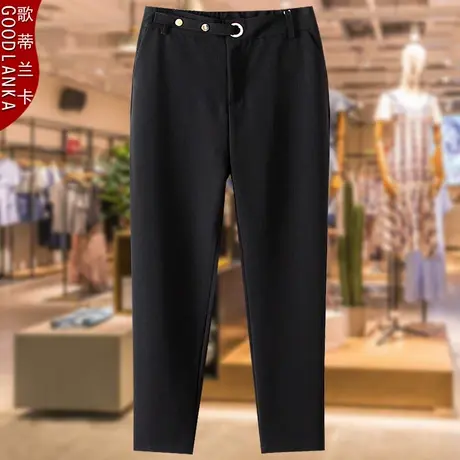 中年40岁胖妈妈烟管裤职业西裤时尚加肥加大码女装黑色裤子200斤商品大图