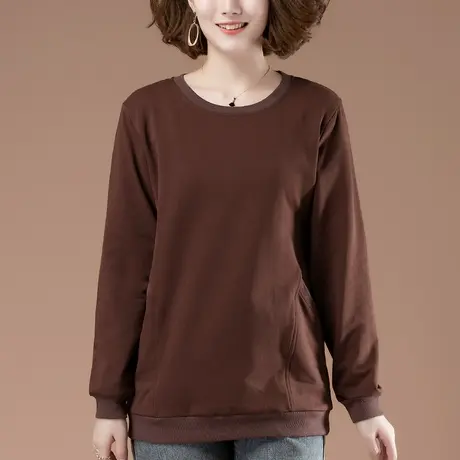 卫衣女春秋薄款加肥加大码女装宽松纯棉百搭休闲圆领遮肚显瘦上衣商品大图