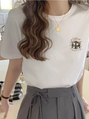 大码女装2023新款胖mm遮肉上衣显瘦体恤基础款宽松百搭t恤女短袖图片