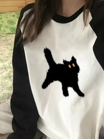 早秋2023新款女装美式复古仿棉长袖t恤冬季薄款内搭打底衫上衣服商品大图