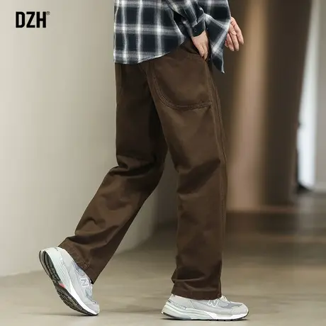 男士美式咖色裤子男秋季宽松直筒2024新款休闲裤纯棉工装裤伐木裤商品大图