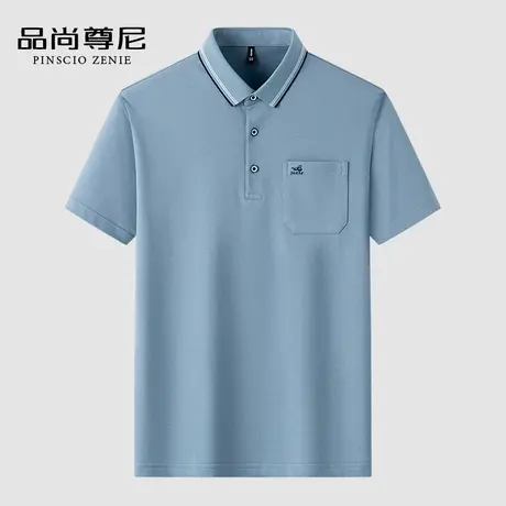 【丝光棉】亲肤简约大方POLO衫男士中老年爸爸夏装有口袋短袖T恤商品大图