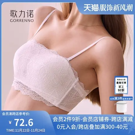 裹胸内衣女薄款防走光无肩带隐形白色小胸夏季聚拢蕾丝抹胸式文胸商品大图
