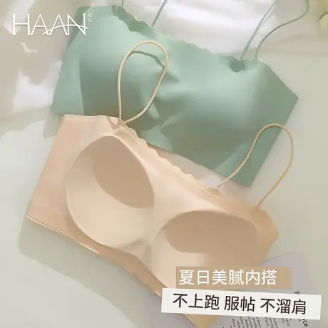 吊带小背心女夏季薄款美背冰丝内搭带胸垫一体式文胸抹胸内衣外穿图片