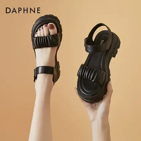 达芙妮厚底凉鞋女轻便软底2022年新款松糕底罗马鞋魔术贴夏季女鞋商品大图