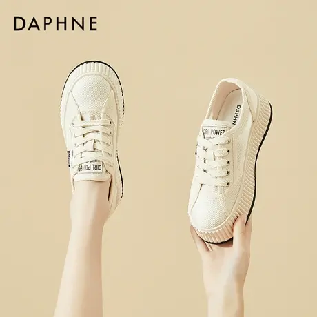 达芙妮厚底饼干鞋女2022新款网面透气帆布鞋女夏款小香风休闲板鞋图片