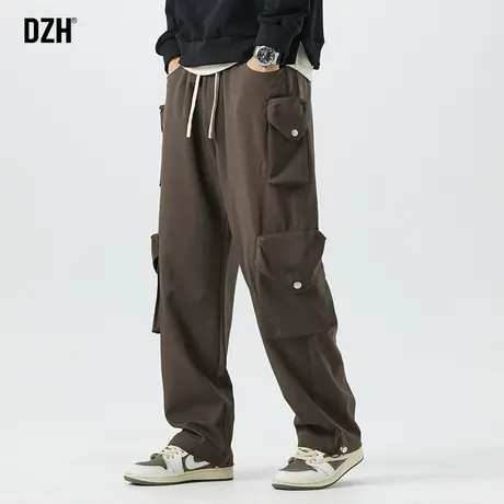 男生咖色工装裤子男款直筒阔腿裤2024年春季高级感痞帅休闲裤男裤商品大图