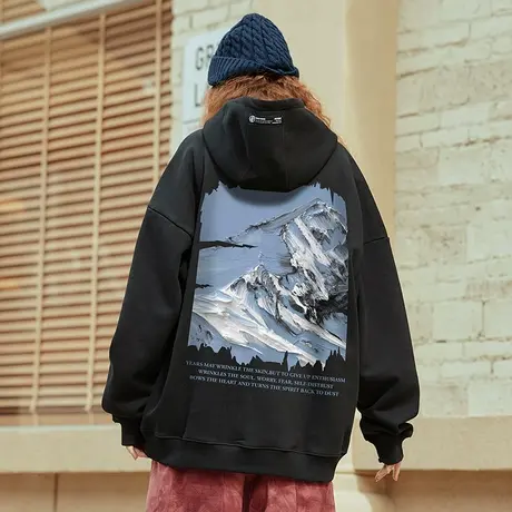 ins潮oversize大码男装潮流潮牌卫衣男连帽国潮冬季加绒外套帽衫商品大图