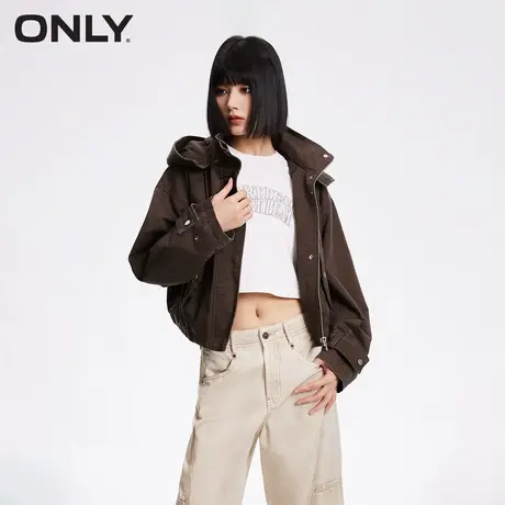 ONLY奥莱春季新款潮流复古防风抽绳宽松连帽短款外套女商品大图