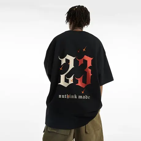 Nuthink欧美潮流高街短袖T恤男夏季潮牌宽松大码半截袖男款体恤潮商品大图