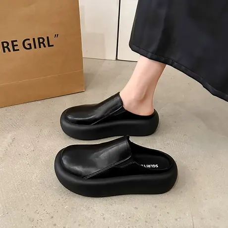 超火厚底包头半拖鞋女春秋外穿一脚蹬2024新款爆款法式穆勒懒人鞋商品大图