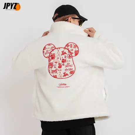 羊羔绒外套棉服男潮牌加厚夹克冬季情侣款国潮2021新款棉衣袄子商品大图