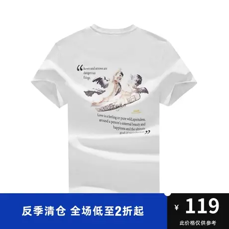 马克华菲创意玩趣天使字母印花短袖T恤男合体休闲时尚潮流商品大图