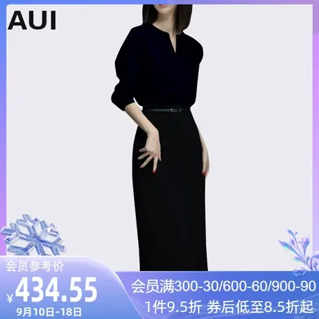 欧洲站有女人味的干练连衣裙2022春装欧美风女装新款黑色气质裙子图片