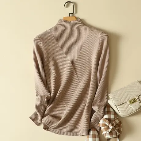 秋冬2022年新款短款半高领毛衣打底衫女长袖套头修身显瘦针织衫女商品大图