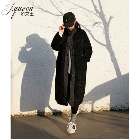 两面穿棉服女冬季羊羔毛外套加厚新款宽松休闲中长款棉衣毛绒大衣商品大图