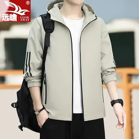 男士夹克2023春秋季新款宽松连帽冲锋衣潮流百搭休闲运动外套男装商品大图