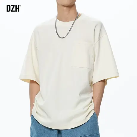 男士美式重磅t恤男短袖潮牌夏季圆领体恤上衣2023新款宽松五分袖商品大图