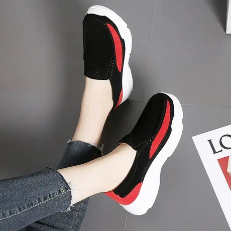 孕妇鞋子女2023新款老北京布鞋女一脚蹬厚底增高运动休闲鞋时尚潮商品大图