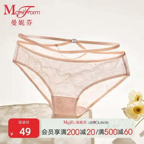 【绑带设计】曼妮芬低腰性感蕾丝裤纯棉底裆女士内裤舒适底裤商品大图