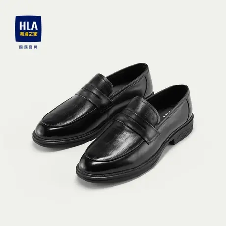 HLA/海澜之家一脚蹬正装皮鞋2023新款商务通勤真皮鞋垫鞋子男商品大图