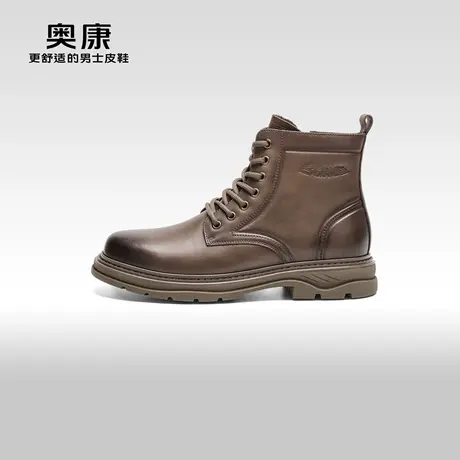 【门店发货】奥康男鞋冬季流行休闲马丁靴男士真皮系带皮靴百搭图片