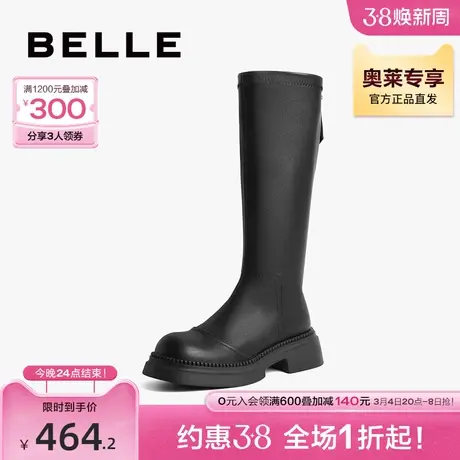 百丽高长靴瘦瘦弹力靴女靴子2023冬季新款骑士靴长筒靴B1638DG3图片