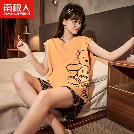 南极人睡衣女夏款莫代尔背心2023年新款夏季卡通小熊薄款两件套装商品大图