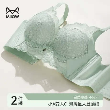 内衣女小胸聚拢显大无痕收副乳调整型上托防下垂无钢圈蕾丝文胸罩图片