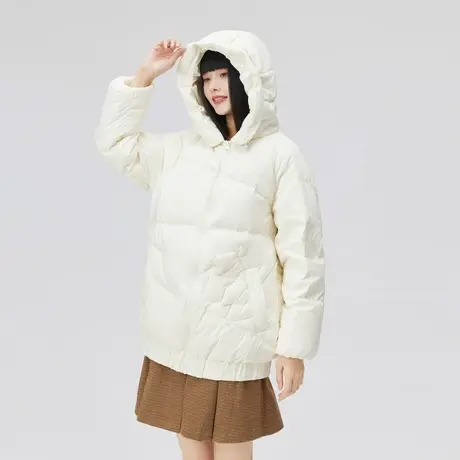 艾莱依2022年新款鸭绒羽绒服女款冬季温暖时尚短款设计感冬装外套商品大图