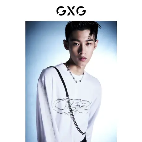GXG男装 秋季时尚休闲百搭日常穿搭潮字母圆领卫衣GC134002H图片