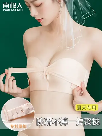 无肩带内衣女防滑聚拢小胸裹胸美背无痕隐形抹胸贴夏季防走光文胸图片