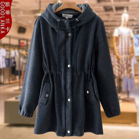 加大码中老年女装秋冬加绒棉衣棉袄宽松时尚收腰妈妈加厚棉服外套商品大图