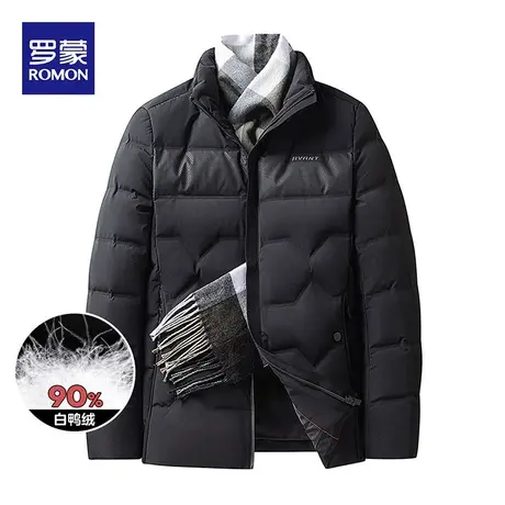 罗蒙短款立领秋冬季加厚羽绒服2023商务休闲防风外套男装新款上衣图片