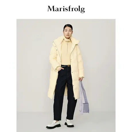 【商场同款】玛丝菲尔冬季新款杏仁色茧型宽松大衣羽绒服商品大图