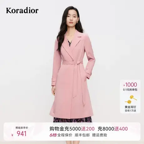 珂莱蒂尔2025年春季新款经典简约长款风衣女百搭腰带设计感外套女图片