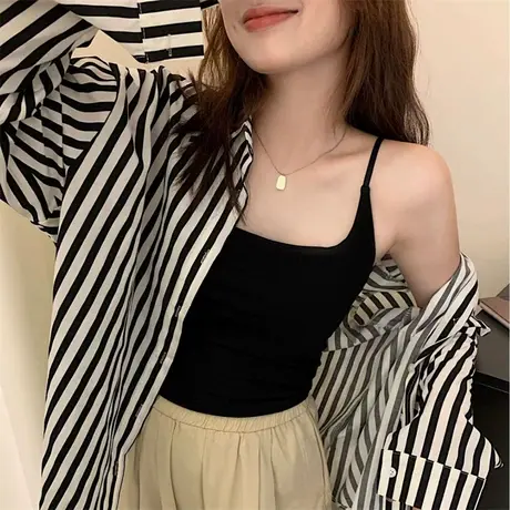 打底小背心女2024新款内搭白色吊带夏季外穿灰带胸垫大码纯棉上衣商品大图