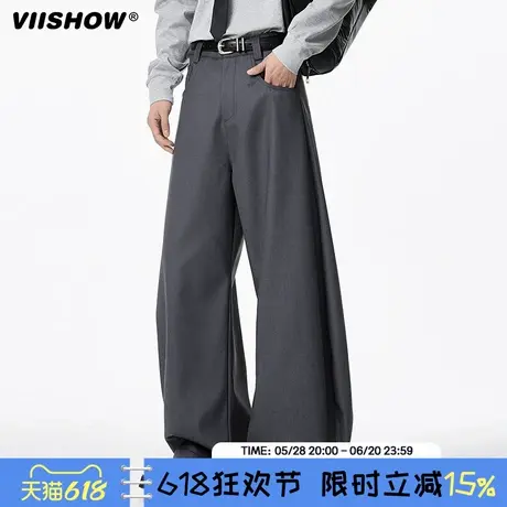 VIISHOW潮牌裤子男春季流行穿搭西装裤宽松直筒阔腿垂感休闲西裤商品大图