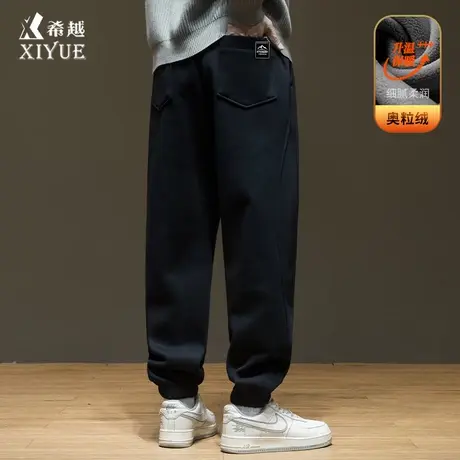 春秋奥粒绒针织束脚休闲裤加厚男2025秋冬宽松大码保暖加绒卫裤子图片